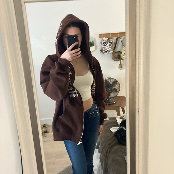 Brown ‘Revolve Hearts’ Oversized Hoodie - Picture 3 of 3